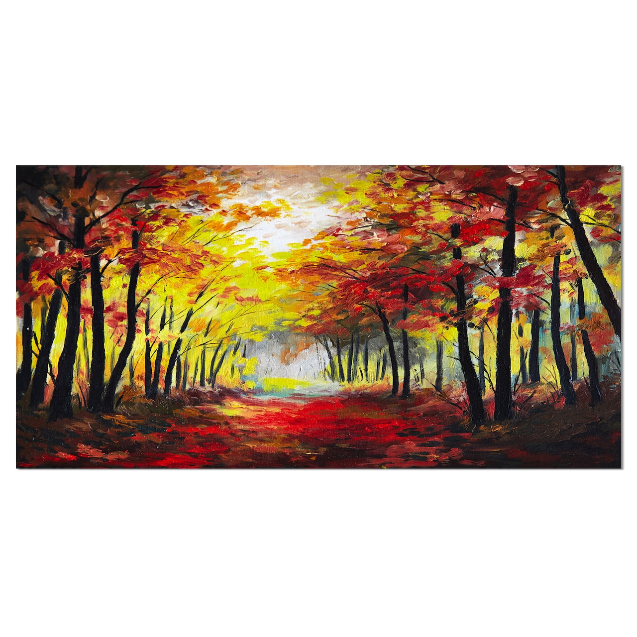 Designart - Walk Through Autumn Forest - Landscape Art Print Canvas